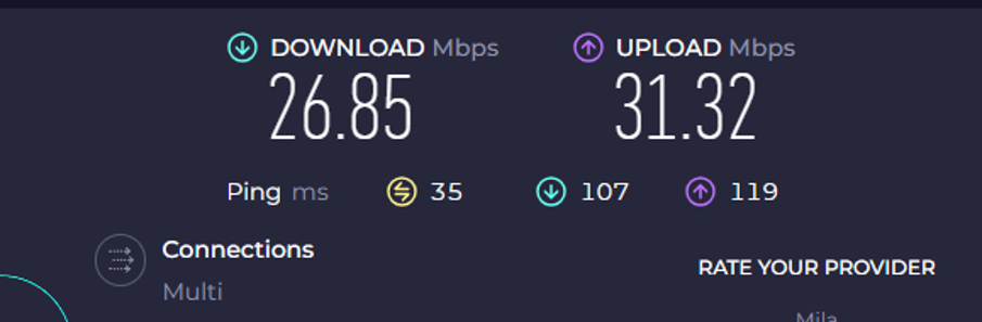 showing the throughput for the ATL LTE18
